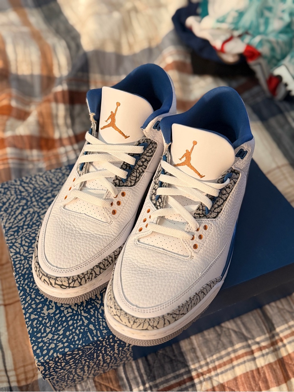 Nike Air Jordan 3 Retro White/Metallic Copper with Blue - Men